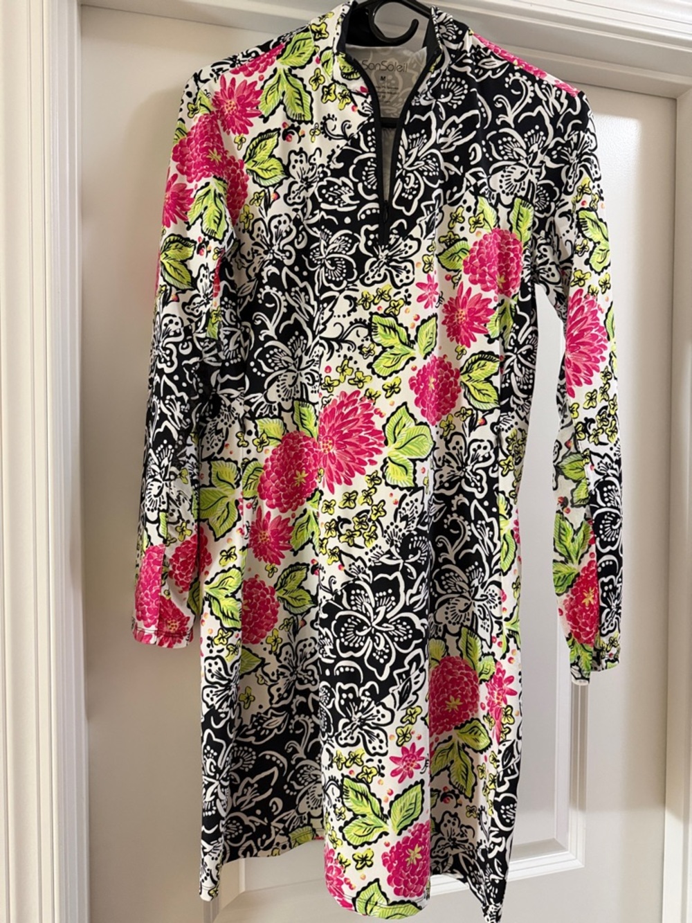 SanSoleil Floral Long Sleeve Golf Dress - Size M